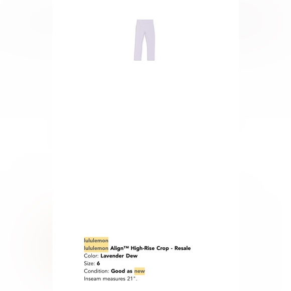 lululemon align leggings in Lavender Dew - Picture 9 of 9